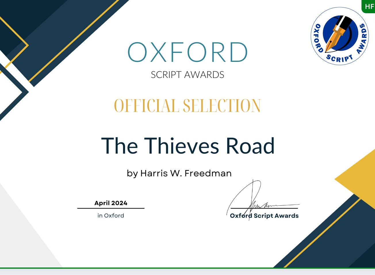 The Thieves Road (Stage Play) – Official Selection – Oxford Script Awards, U.K. 2024